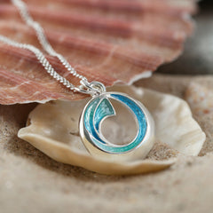 Atlantic Breaker Small Pendant in Shallows Enamel by Sheila Fleet Jewellery
