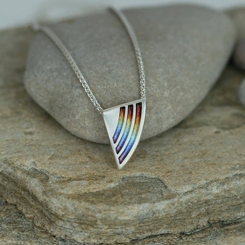 Rainbow Enamel Dress Pendant Necklace in Sterling Silver by Sheila Fleet Jewellery