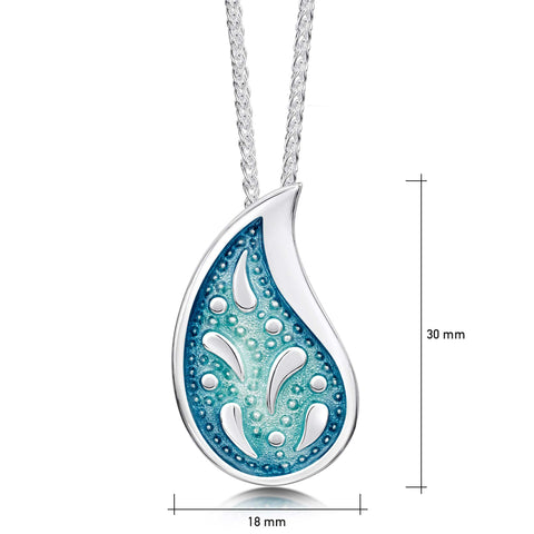 Paisley Leaf Dress Pendant Necklace in Verdi Enamel by Sheila Fleet Jewellery