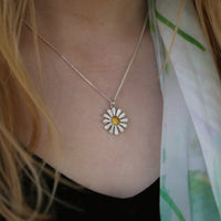 Daisies at Dawn Small Enamel Pendant in Sterling Silver by Sheila Fleet Jewellery