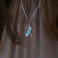 Dragonfly Enamelled Dress Pendant Necklace in Sterling Silver by Sheila Fleet Jewellery
