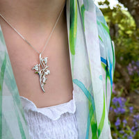 Bluebell 4-flower Pendant Necklace in Whitebell Enamel by Sheila Fleet Jewellery