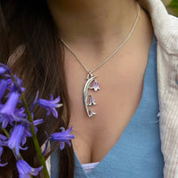 Bluebell 3-flower Dress Pendant Necklace in Pinkbell Enamel by Sheila Fleet Jewellery