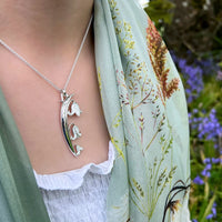 Bluebell 3-flower Dress Pendant Necklace in Whitebell Enamel by Sheila Fleet Jewellery