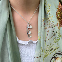 Bluebell 3-flower Dress Pendant Necklace in Whitebell Enamel by Sheila Fleet Jewellery