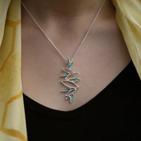 Seasons Silver Dress Pendant Necklace in Summer Enamel by Sheila Fleet Jewellery