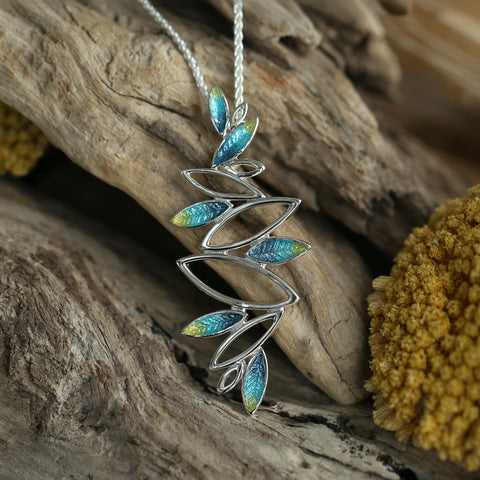 Seasons Silver Dress Pendant Necklace in Summer Enamel by Sheila Fleet Jewellery