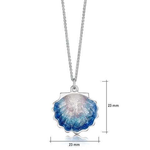 Scallop Medium Pendant in Scallop Blue Enamel by Sheila Fleet Jewellery