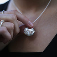 Scallop Medium Pendant in Scallop Pink Enamel by Sheila Fleet Jewellery