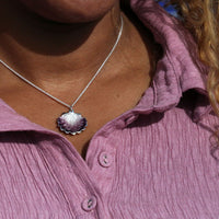 Scallop Medium Pendant in Scallop Pink Enamel by Sheila Fleet Jewellery