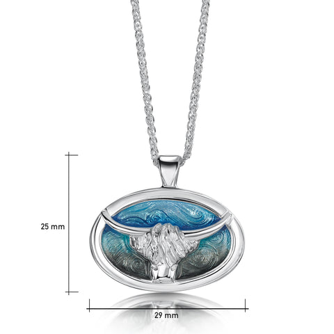 Highland Cow Pendant in Daylight Enamel by Sheila Fleet Jewellery