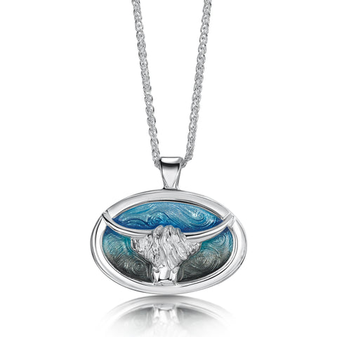 Highland Cow Pendant in Daylight Enamel by Sheila Fleet Jewellery