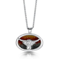 Highland Cow Pendant in Sunset Enamel by Sheila Fleet Jewellery
