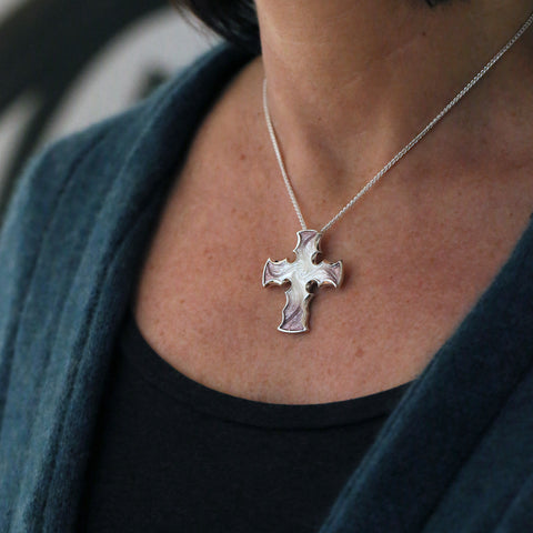 Sinclair Cross Dress Pendant in Champagne Enamel by Sheila Fleet Jewellery