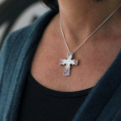Sinclair Cross Dress Pendant in Champagne Enamel by Sheila Fleet Jewellery