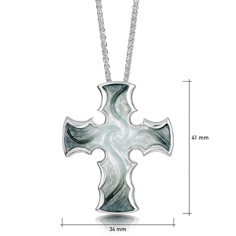 Sinclair Cross Dress Pendant in Moss Grey Enamel by Sheila Fleet Jewellery