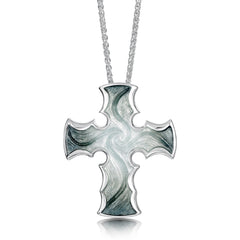 Sinclair Cross Dress Pendant in Moss Grey Enamel by Sheila Fleet Jewellery