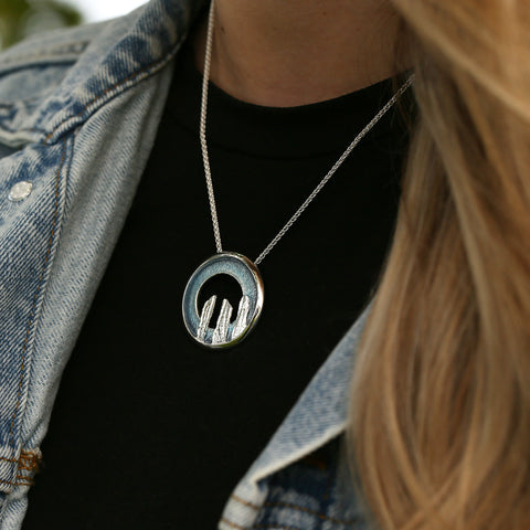 Orkney Spirit Dress Pendant in Blue Grey Enamel by Sheila Fleet Jewellery