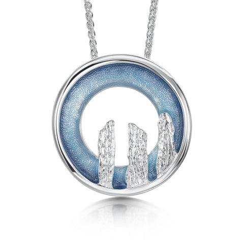 Orkney Spirit Dress Pendant in Blue Grey Enamel by Sheila Fleet Jewellery