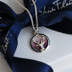 Stag's Head Pendant in Heather Enamel by Sheila Fleet Jewellery