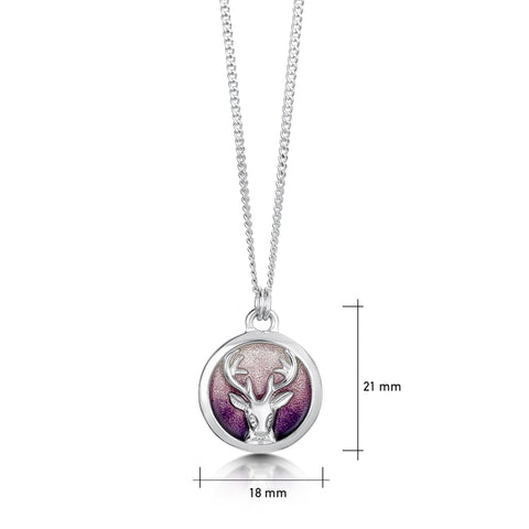 Stag's Head Pendant in Heather Enamel by Sheila Fleet Jewellery