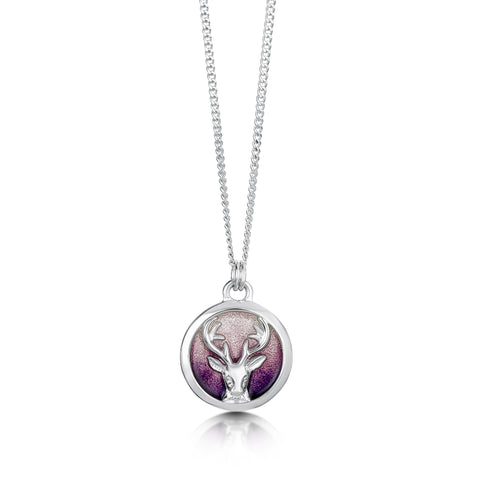 Stag's Head Pendant in Heather Enamel by Sheila Fleet Jewellery