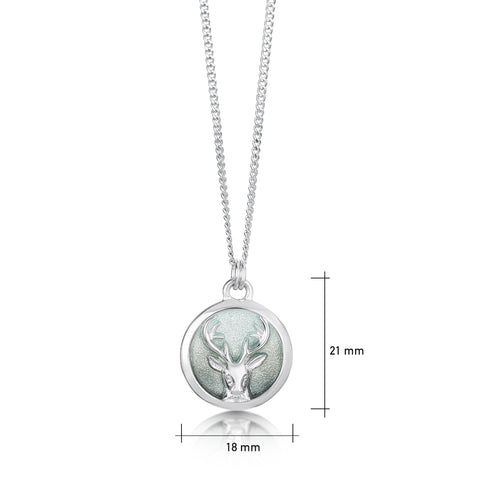 Stag's Head Pendant in Moss Enamel by Sheila Fleet Jewellery