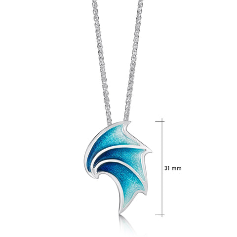 Dragon Wave Pendant in Peacock Enamel by Sheila Fleet Jewellery