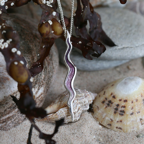 River Ripples Dress Pendant Necklace in Amethyst Enamel by Sheila Fleet Jewellery