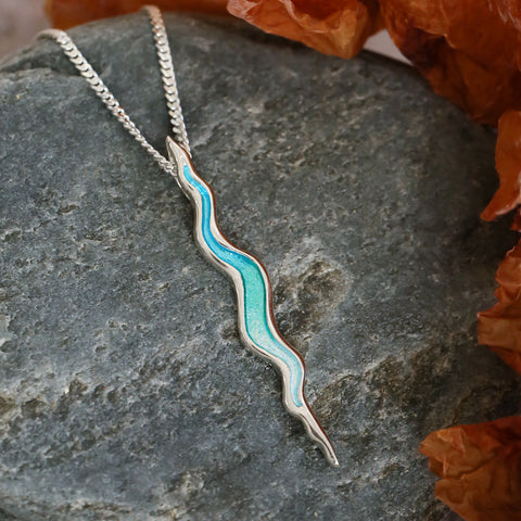 River Ripples Dress Pendant Necklace in Shallows Enamel by Sheila Fleet Jewellery