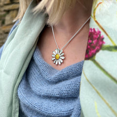 Daisies at Dawn Enamel Pendant in Sterling Silver by Sheila Fleet Jewellery
