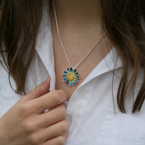 Daisies at Dawn Pendant in SCAA Enamel by Sheila Fleet Jewellery