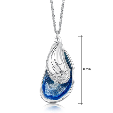 Mussel 2-Part Large Pendant in Mussel Blue Enamel by Sheila Fleet Jewellery