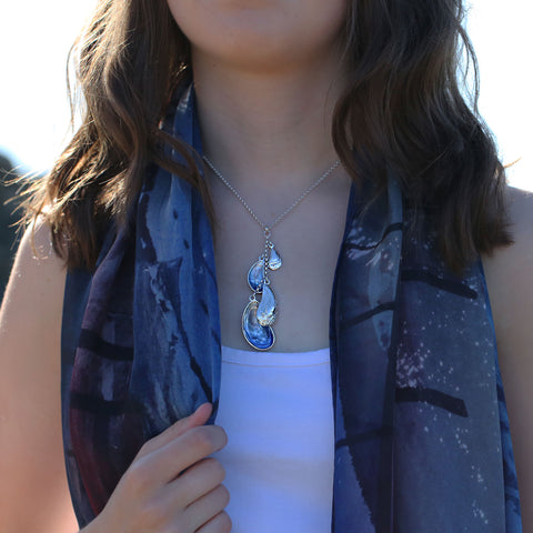 Mussel 4-Part Large Pendant in Mussel Blue Enamel by Sheila Fleet Jewellery