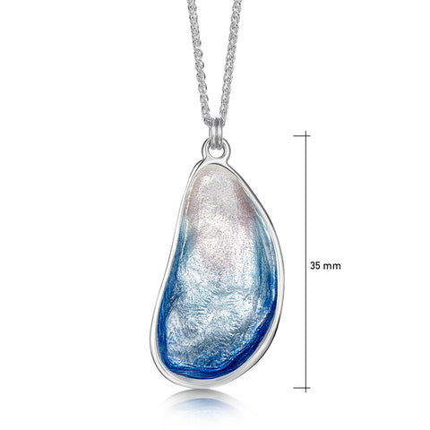 Mussel Large Pendant in Mussel Blue Enamel by Sheila Fleet Jewellery