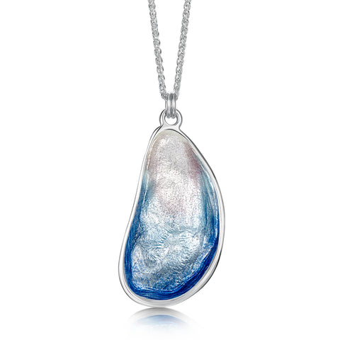 Mussel Large Pendant in Mussel Blue Enamel by Sheila Fleet Jewellery