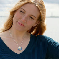 Scallop Large 2-Part Pendant in Scallop Blue Enamel by Sheila Fleet Jewellery