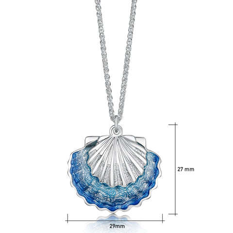Scallop Large 2-Part Pendant in Scallop Blue Enamel by Sheila Fleet Jewellery