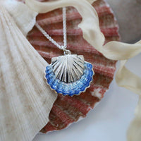 Scallop Large 2-Part Pendant in Scallop Blue Enamel by Sheila Fleet Jewellery