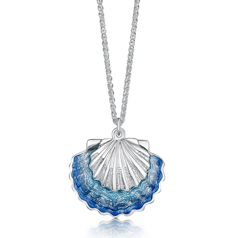 Scallop Large 2-Part Pendant in Scallop Blue Enamel by Sheila Fleet Jewellery