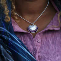 Scallop Large 2-Part Pendant in Scallop Pink Enamel by Sheila Fleet Jewellery