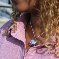 Scallop Large 2-Part Pendant in Scallop Pink Enamel by Sheila Fleet Jewellery