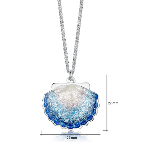 Scallop Large Pendant in Scallop Blue Enamel by Sheila Fleet Jewellery