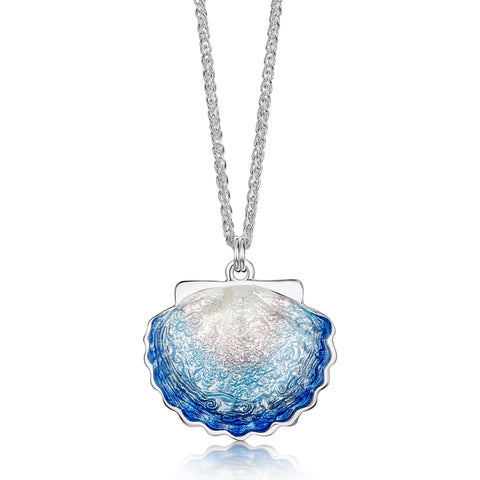 Scallop Large Pendant in Scallop Blue Enamel by Sheila Fleet Jewellery