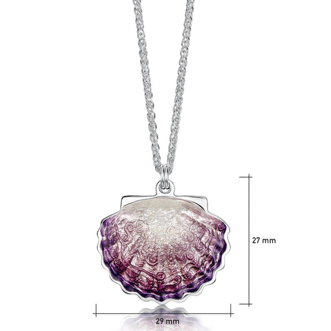 Scallop Large Pendant in Scallop Pink Enamel by Sheila Fleet Jewellery