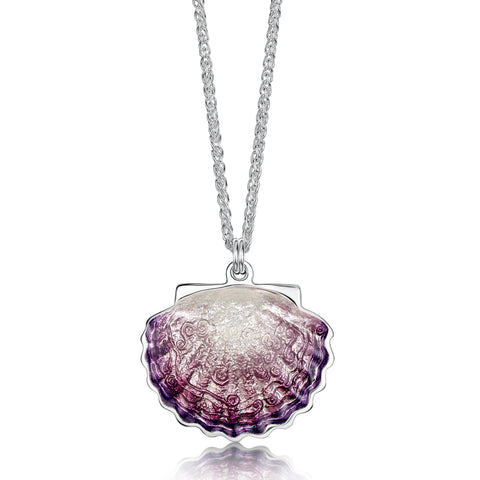 Scallop Large Pendant in Scallop Pink Enamel by Sheila Fleet Jewellery