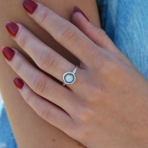 Lunar Petite Enamel Ring in Lichen Enamel by Sheila Fleet Jewellery