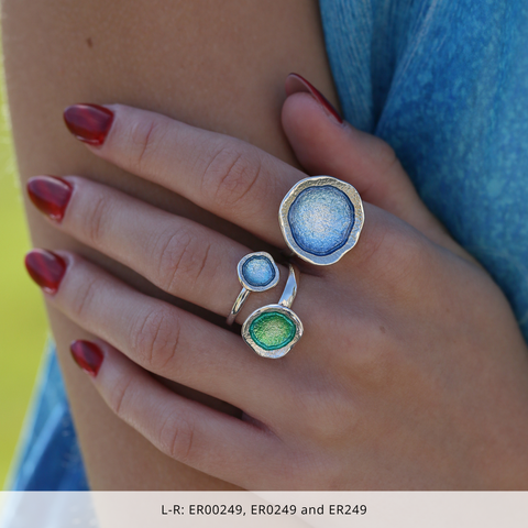 Lunar Bright Small Ring in Spring Green Enamel by Sheila Fleet Jewellery