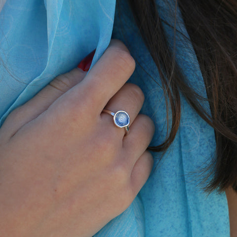 Lunar Petite Enamel Ring in Sterling Silver by Sheila Fleet Jewellery