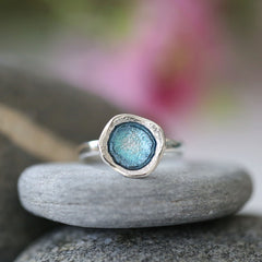 Lunar Petite Enamel Ring in Lichen Enamel by Sheila Fleet Jewellery